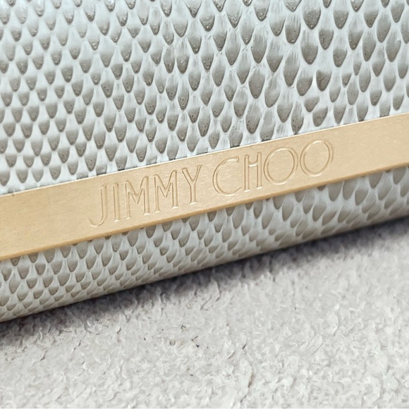 Jimmy Choo Magnetic Snap Snakeskin Pattern Sunglasses Hard Case Ivory/Gold Women - Picture 3 of 11